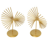 Abstract Ornament Light Luxury Metal Geometric Lines Sculpture Decoration with Base for Home Livingroom Office