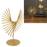 Abstract Ornament Light Luxury Metal Geometric Lines Sculpture Decoration with Base for Home Livingroom Office