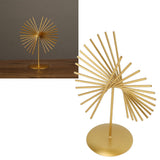 Abstract Ornament Light Luxury Metal Geometric Lines Sculpture Decoration with Base for Home Livingroom Office