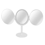 LED Makeup Mirror Folding Rotatable Mirror Touch Cosmetic Mirror for Bedroom Dressing RoomWhite