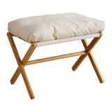 Foot Stool Foldable X Leg Modern Multifunctional Foot Rest with Soft Cushion for Living Room Bedroom Office Beige In Australia - Darrahopens