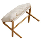 Foot Stool Foldable X Leg Modern Multifunctional Foot Rest with Soft Cushion for Living Room Bedroom Office Beige In Australia - Darrahopens