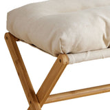 Foot Stool Foldable X Leg Modern Multifunctional Foot Rest with Soft Cushion for Living Room Bedroom Office Beige