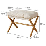 Foot Stool Foldable X Leg Modern Multifunctional Foot Rest with Soft Cushion for Living Room Bedroom Office Beige