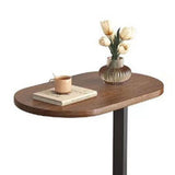 Sofa Side Table Modern Simple Portable for Living Room Bedroom Walnut Color Black Frame