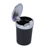 Car Ashtray ABS Portable Cylinder Shape Ash Tray with Blue LED Light for Travel Office