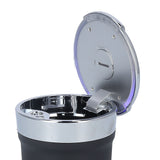 Car Ashtray ABS Portable Cylinder Shape Ash Tray with Blue LED Light for Travel Office