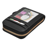Credit Card Bag with Zipper Fashionable Mini Portable Antimagnetic ID Cards Holder Wallet PurseBlack