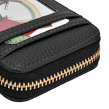 Credit Card Bag with Zipper Fashionable Mini Portable Antimagnetic ID Cards Holder Wallet PurseBlack