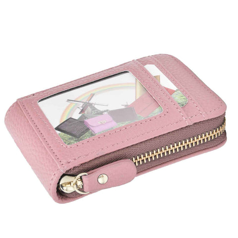Credit Card Bag with Zipper Fashionable Mini Portable Antimagnetic ID Cards Holder Wallet PursePink In Australia - Darrahopens