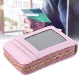 Credit Card Bag with Zipper Fashionable Mini Portable Antimagnetic ID Cards Holder Wallet PurseLight Purple