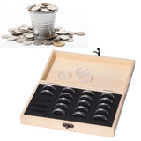 20 Grid Coin Collection Box Wooden Coin Protection Storage Box for Home Office Living Room