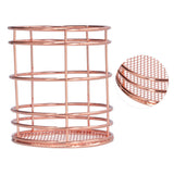 Round Hollow Chopstick Cage Multifunctional Desktop Pen Holder Organizer for Home KitchenRose Gold (J13454CP)