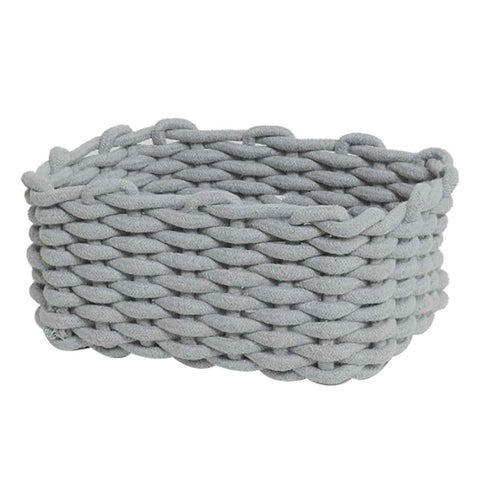 Cotton Rope Storage Basket Hand Knitting Nordic Style Desktop Storage Organizer for Key Snacks Underwear Grey 30x22x14cm/11.8x8.7x5.5in