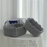 Cotton Rope Storage Basket Hand Knitting Nordic Style Desktop Storage Organizer for Key Snacks Underwear Grey 30x22x14cm/11.8x8.7x5.5in