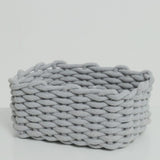 Cotton Rope Storage Basket Hand Knitting Nordic Style Desktop Storage Organizer for Key Snacks Underwear Grey 30x22x14cm/11.8x8.7x5.5in