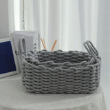 Cotton Rope Storage Basket Hand Knitting Nordic Style Desktop Storage Organizer for Key Snacks Underwear Grey 30x22x14cm/11.8x8.7x5.5in