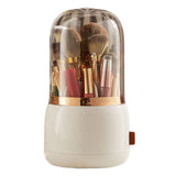 Makeup Brush Holder Multifunctional Brush Organizer Home Rotating Dustproof Cosmetic Make Up Brushes Container White In Australia - Darrahopens