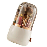 Makeup Brush Holder Multifunctional Brush Organizer Home Rotating Dustproof Cosmetic Make Up Brushes Container White In Australia - Darrahopens