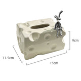 Tissue Box Cover Ceramic Rectangular Stylish Elegant Decorative Napkin Box Holder for Desktop Coffee Table Milky White