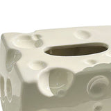 Tissue Box Cover Ceramic Rectangular Stylish Elegant Decorative Napkin Box Holder for Desktop Coffee Table Milky White