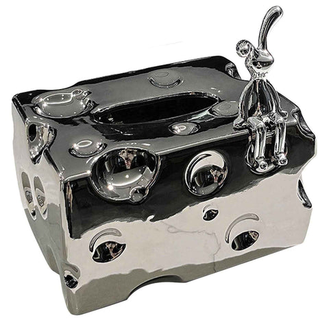 Tissue Box Cover Ceramic Rectangular Stylish Elegant Decorative Napkin Box Holder for Desktop Coffee Table Silver In Australia - Darrahopens