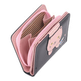 Female Korean Version Small PU Leather Coin Purse Student Cute Animal Change Bag Zipper Foldable Short Style Change Purse for Woman Girls Black