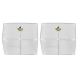 2Pcs Cotton Swab Holder Clear Durable Plastic Safe Widely Used Cotton Ball Organizer for Office Family Tabletop