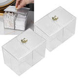 2Pcs Cotton Swab Holder Clear Durable Plastic Safe Widely Used Cotton Ball Organizer for Office Family Tabletop