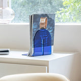 Acrylic Book End Thickened L Shape Bookend Stopper Desktop Book Organizer for Home Library Office Translucent Blue