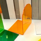 1 Pair of Bookends Thicken Non Slip Transparent Acrylic Desk Decorative Heavy Book End for Student Office L Shaped Orange In Australia - Darrahopens