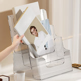 Multifunctional Book Organizer Desk File Organizer Multiple Layers File Folder Holder for Office Study Dormitory Transparent Grey