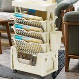 Rolling Mobile Bookshelf with Wheels 5 Tiers Large Capacity Strong Load Bearing Capacity Utility Cart for Study Kitchen Khaki