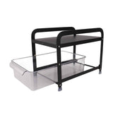 Cup Storage Organizer Shelf 2 Tier Pull Out Countertop Organizer Multifunctional Desktop Storage Rack for Home Office Black In Australia - Darrahopens