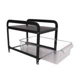 Cup Storage Organizer Shelf 2 Tier Pull Out Countertop Organizer Multifunctional Desktop Storage Rack for Home Office Black In Australia - Darrahopens