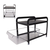 Cup Storage Organizer Shelf 2 Tier Pull Out Countertop Organizer Multifunctional Desktop Storage Rack for Home Office Black