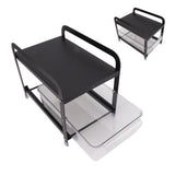 Cup Storage Organizer Shelf 2 Tier Pull Out Countertop Organizer Multifunctional Desktop Storage Rack for Home Office Black