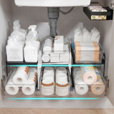 Cup Storage Organizer Shelf 2 Tier Pull Out Countertop Organizer Multifunctional Desktop Storage Rack for Home Office White