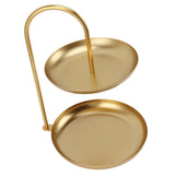 Dessert Rack Fruit Stand Round 2 Tier Iron Display Holder for Party Wedding Birthday Home Gold