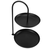 Dessert Rack Fruit Stand Round 2 Tier Iron Display Holder for Party Wedding Birthday Home Black In Australia - Darrahopens