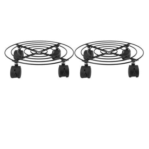 2 PCS Outdoor Plant Dolly with Lockable Wheels Iron and PVC High Load Bearing Rolling Plant Stand Base for Large Plants