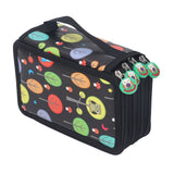 Colored Pencil Case Pencil Holder with Zipper Closure Large Capacity Pencil Case Foldable Colored Pencil Bag Cartoon Black 4 Layers 72 Holes