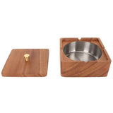 Cigar Ashtray with Lid Walnut Wood Windproof Decorative Desktop Cigarettes Ashtray for Outdoor Patio Indoor Home and Office Silver In Australia - Darrahopens