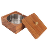 Cigar Ashtray with Lid Walnut Wood Windproof Decorative Desktop Cigarettes Ashtray for Outdoor Patio Indoor Home and Office Silver In Australia - Darrahopens