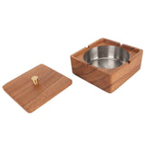 Cigar Ashtray with Lid Walnut Wood Windproof Decorative Desktop Cigarettes Ashtray for Outdoor Patio Indoor Home and Office Silver In Australia - Darrahopens