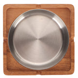 Cigar Ashtray with Lid Walnut Wood Windproof Decorative Desktop Cigarettes Ashtray for Outdoor Patio Indoor Home and Office Silver