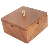 Cigar Ashtray with Lid Walnut Wood Windproof Decorative Desktop Cigarettes Ashtray for Outdoor Patio Indoor Home and Office Gold
