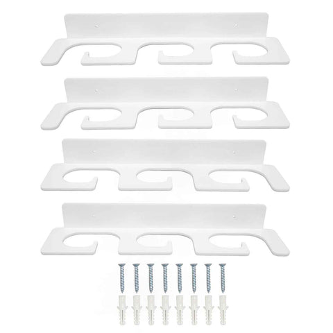 4Pcs Fishing Rod Holder Rugged Space Saving Stylish Holding 6 Rods Wall Mounted Fishing Pole Rack for Indoor Outdoor White