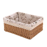 Woven Storage Basket Rural Fabric Weaving Handmade Desktop Storage Basket for Organizing Shelves Bedroom Bathroom Medium Size 22x16x10cm Khaki In Australia - Darrahopens