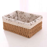 Woven Storage Basket Rural Fabric Weaving Handmade Desktop Storage Basket for Organizing Shelves Bedroom Bathroom Medium Size 22x16x10cm Khaki In Australia - Darrahopens